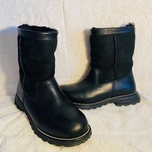 Black leather UGG boots